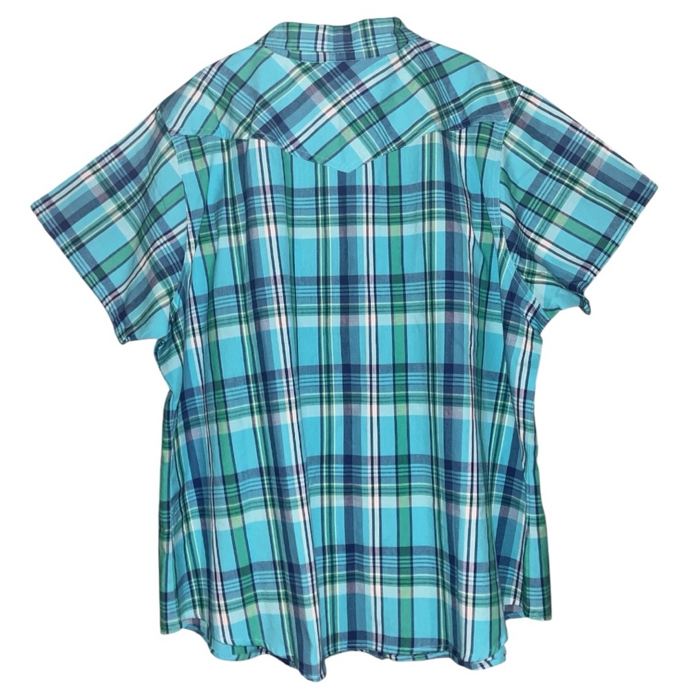 Back In The Saddle Western Plaid Embroidered Shoulder Snap Button Shirt Size 2X - Picture 2 of 5